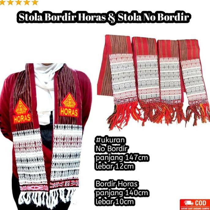 Stola Ulos / Stola Batak kain tenun sumatra / NO BORDIR/ BORDIR HORAS / toko ulos rogabe