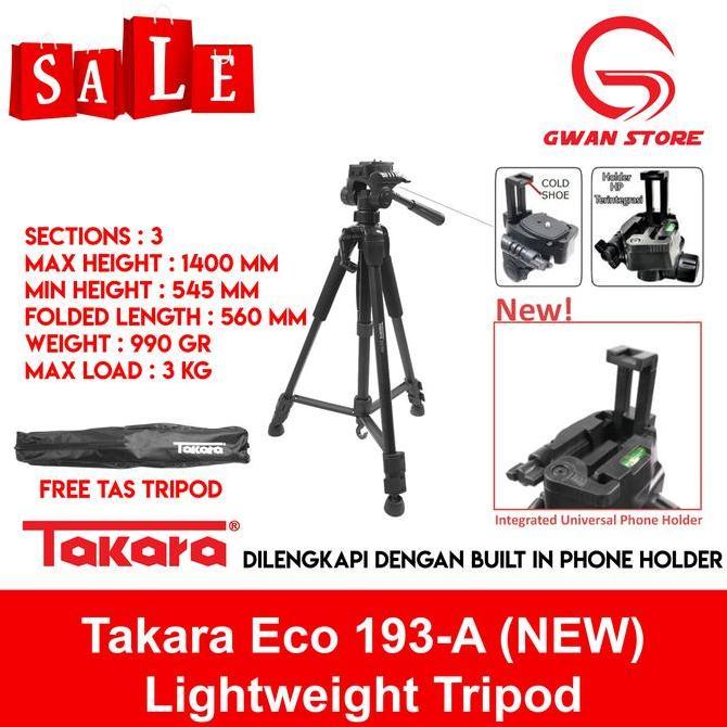 TERBARU - Takara ECO-193A Lightweight Travel Tripod for DSLR Mirrorless ECO 193A