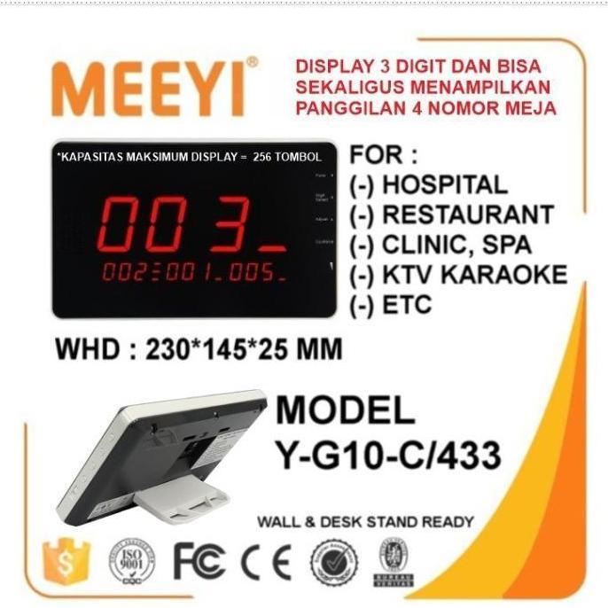 Led Display Waiter Caller 3-Digit Wireless Receiver Meeyi Y-G10