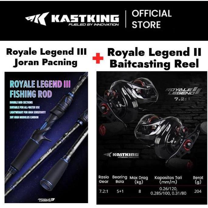 KASTKING Royale legend II Reel Baitcasting &Royale Legend III joran set Spartacus Joran SET Reel+Jor