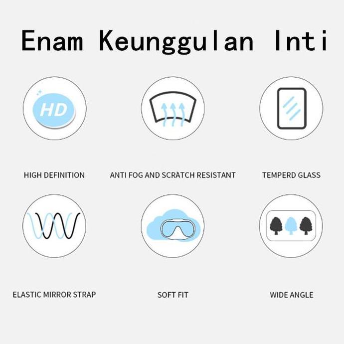 Spesial Kacamata Renang Snorkel Diving Anti-Kabut Kaca Tempered Hd Masker Selam Snorkel Dan Diving S
