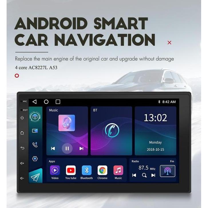 Essgoo Head Unit Android 14 Mobil 4G+64G  7/9/10 Inch 2 Din Kontrol Suhu Cerdas Ips Layer Mobil Navi
