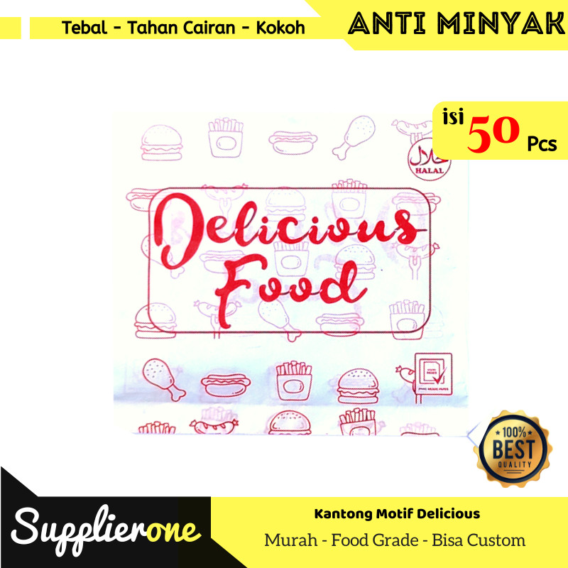 Kemasan Kentang Goreng Delicious isi 50 /Kantong Kentang Goreng/Kantong Kertas Kentang Goreng/Bungku