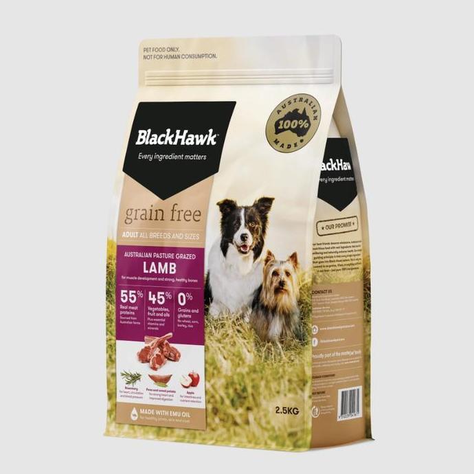 BLACKHAWK Grain Free Lamb 2.5 KG Adult Dry Dog Food Makanan Anjing Kering Black Hawk Grainfree