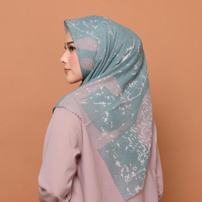 SEVEKIRANA - ZM ZASKIA MECCA PAOLA GREEN SCARF 11X11 HIJAB SEGI EMPAT WANGI WATER SPLASH ULTRA SONIC
