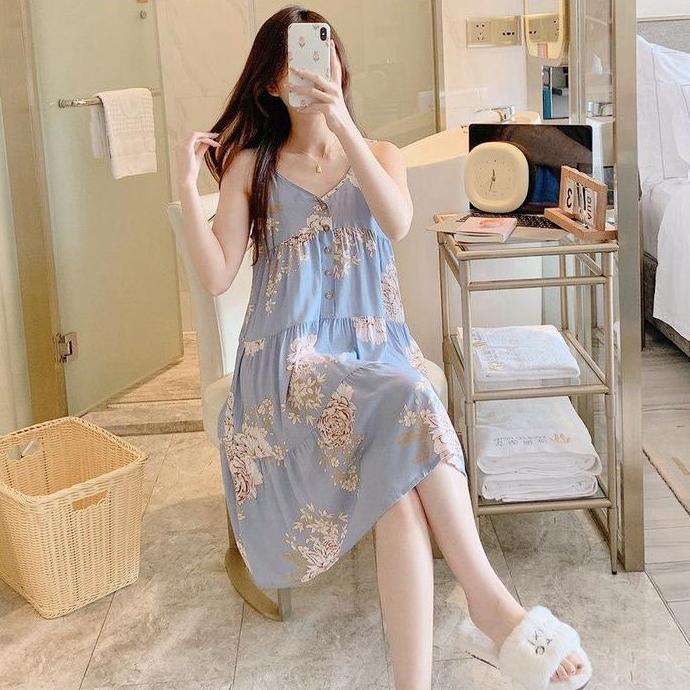 KINIE Daster Wanita Model Emry Bahan Rayon Viscose Tali Satu Halus Adem Dress Kimono Busui Panjang T