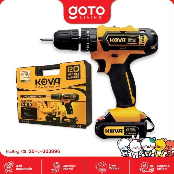Kova [COD] 20V Cordless Drill Bor Listrik Tembok