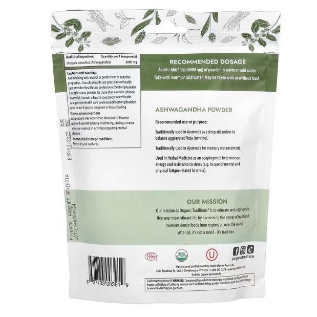 Organic Traditions Ashwagandha Root Powder  200 G Original