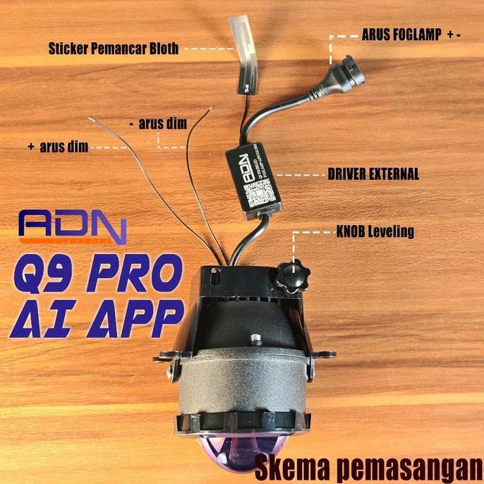 Adn Q9 Pro Ai App Series Foglamp 3 Inch Projector Biled Hi Low 3K - 10K | Contol Via Hp | Toyota For