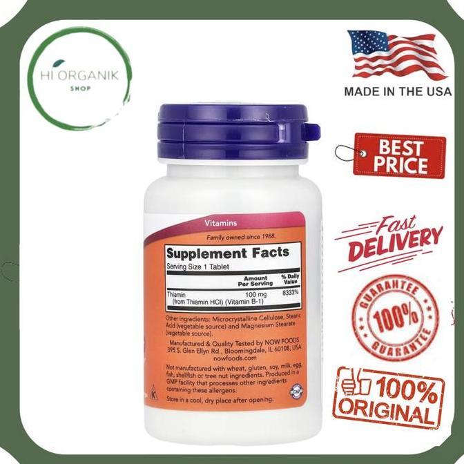 Now Foods B-1 B1 B 1 100 Mg 100 Tablets Original