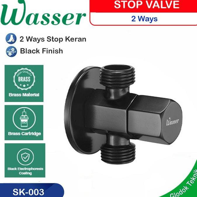 Wasser Kran Shower Double 2 Way Sk-003 Midnight Black Hexagonal Stop Valve Restock