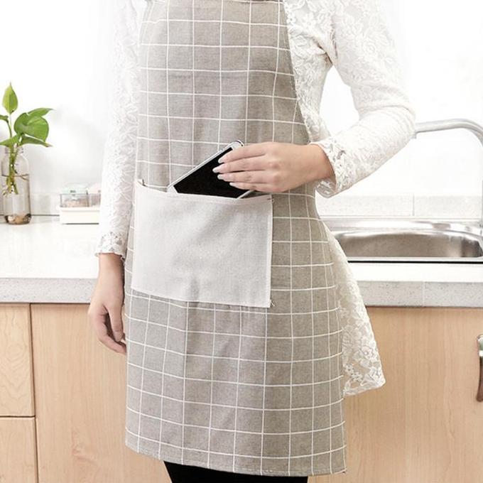 New- Apron Celemek Masak Dapur motif KOTAK kain katun koki