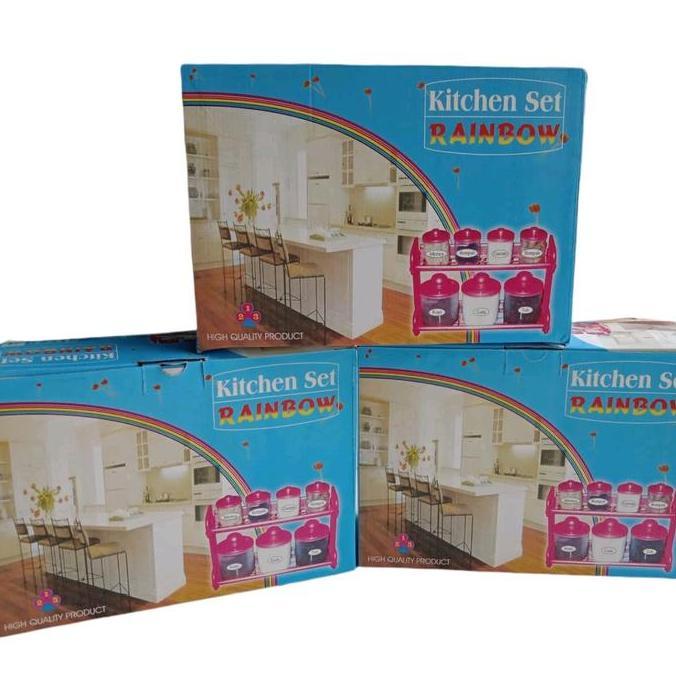 Rainbow set Kitchenware  rak Dapur Bumbu Alat Pink Toples