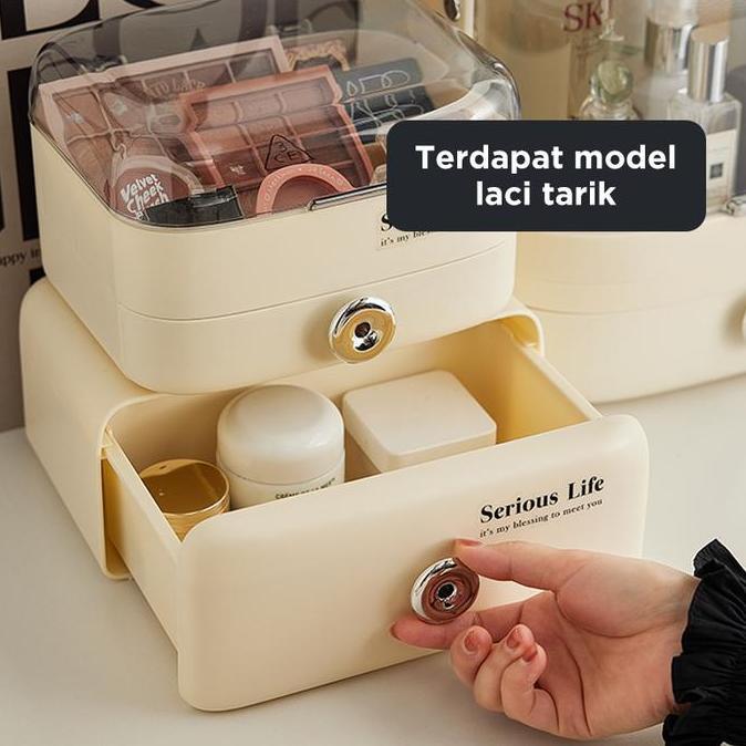 Rak Skincare Anti Debu Rak Makeup Serbaguna Rak Skincare Mini Aestetic Rak Penyimpanan Multifungsi H