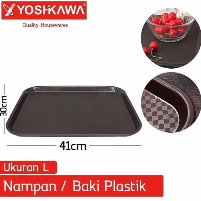 New- YOSHIKAWA NAMPAN PLASTIK BESAR N041 FOOD TRAY BAKI PLASTIK COKLAT BIRU