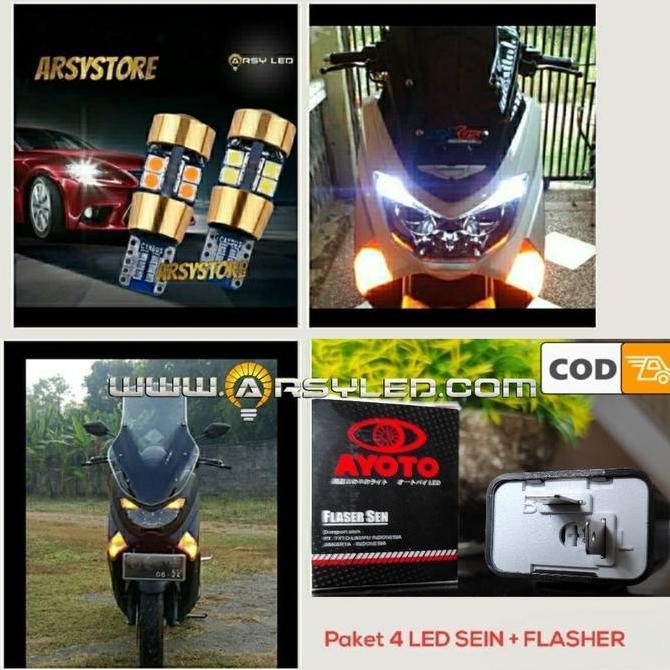 NMAX Paket Lampu 4 Led Sein + Flasher T10 Ironman Astro Kuning Motor