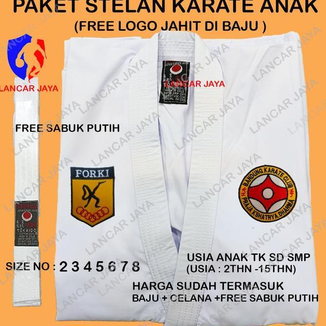 BAJU KARATE ANAK STELAN FREE LOGO BKC (BANDUNG KARATE CLUB )+SABUK PUTIH