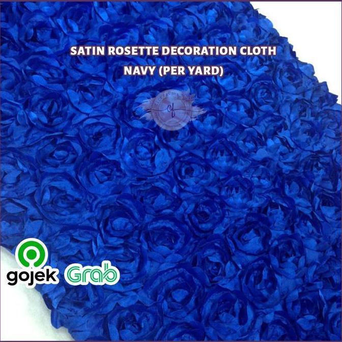 '+'+'+'+] Kain Backdrop Taplak Meja Satin Rosette Decoration Cloth - Navy