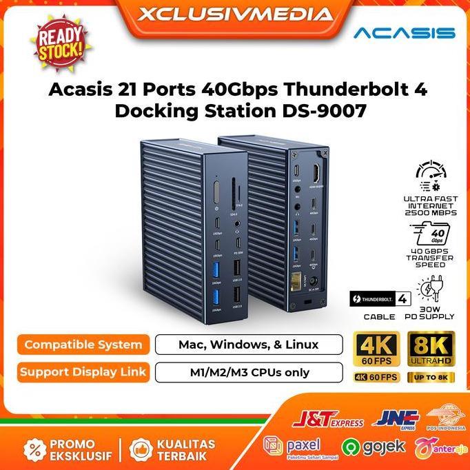 TERMURAH - Acasis 21 Ports 40Gbps Thunderbolt 4 Docking Station for Mac with the M1, M2, M3, M4 Chip