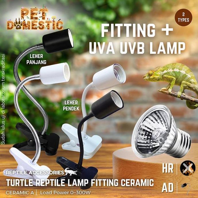 Paket Fitting Keramik + Lampu UVA UVB Jepit Dimmer Leher Panjang Pendek Penghangat Reptile Kura Kura