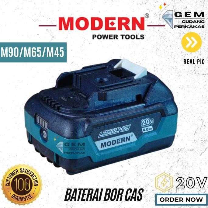 Baterai Bor Cas 20V 4.0 Ah Modern Battery Cordless 20 Volt M90 M65 M45 Original