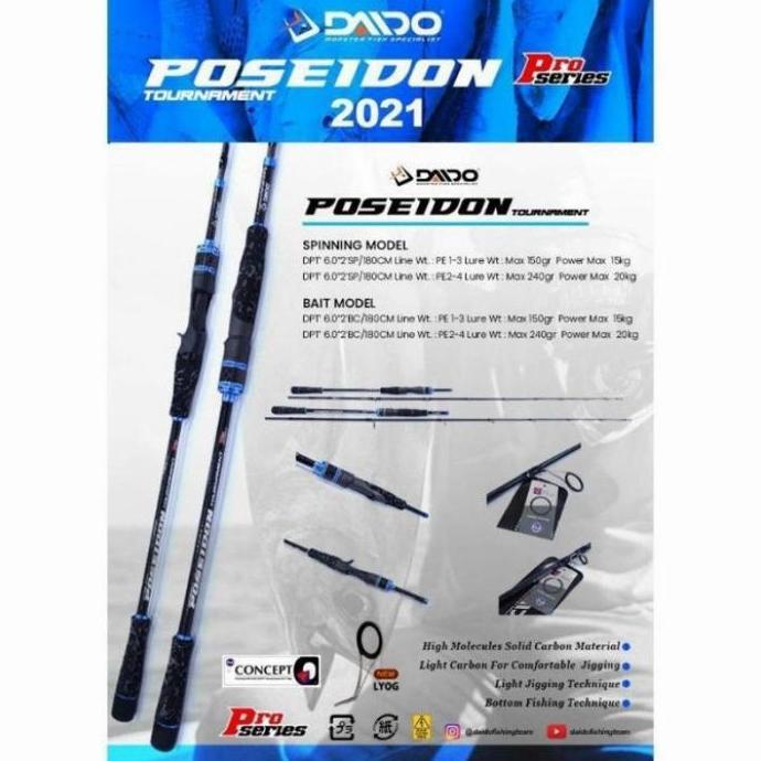 Joran Jigging Daido Poseidon turnamen Pro Series Pe 1 3 2 4 602 180 cm
