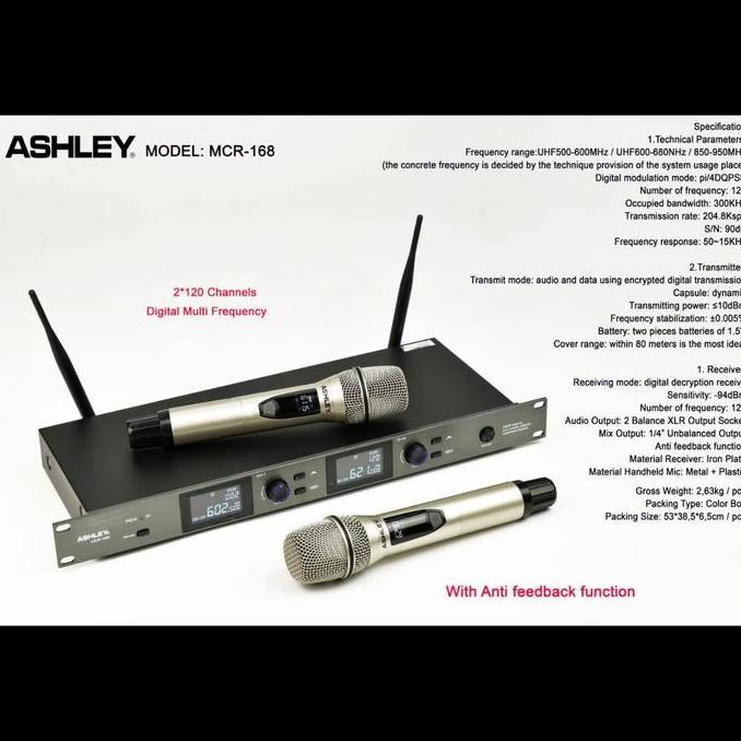 mic wireless ashley mcr 168 mcr168 original