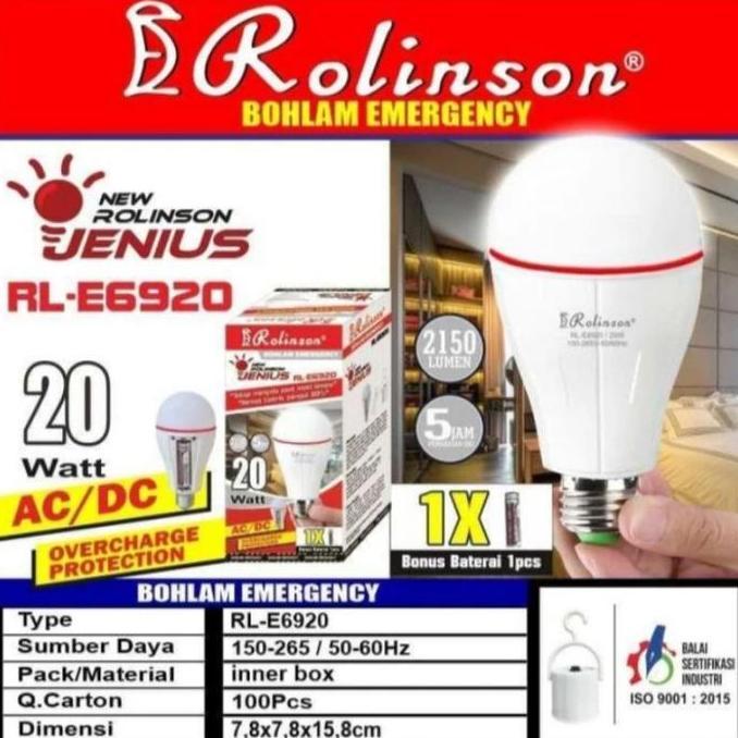 New- BOHLAM EMERGENCY ROLINSON/LAMPU EMERGENCY MENYALA SAAT MATI