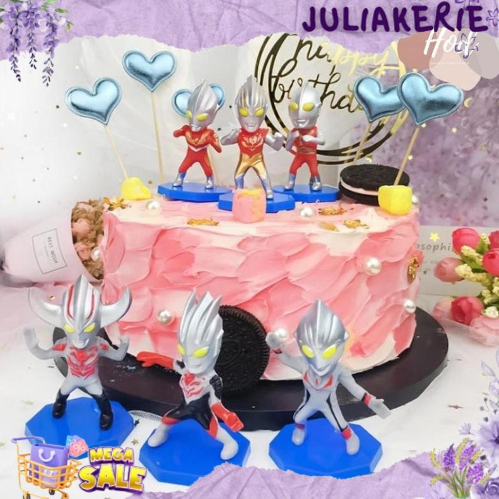 Unik 6Pcs / Set Mainan Action Figure Ultraman Ukuran 7Cm / 1 Pc Big Head Ultraman Cute Dekorasi Hias