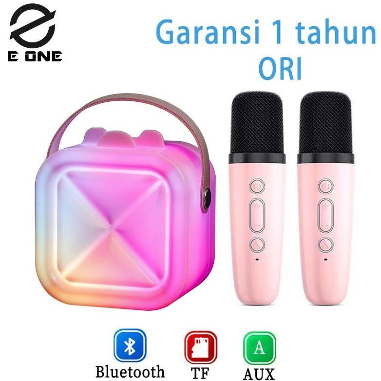 E ONE mini speaker bluetooth karaoke set lengkap ori speaker bluetooth  mic wireless - Garansi 1 tah