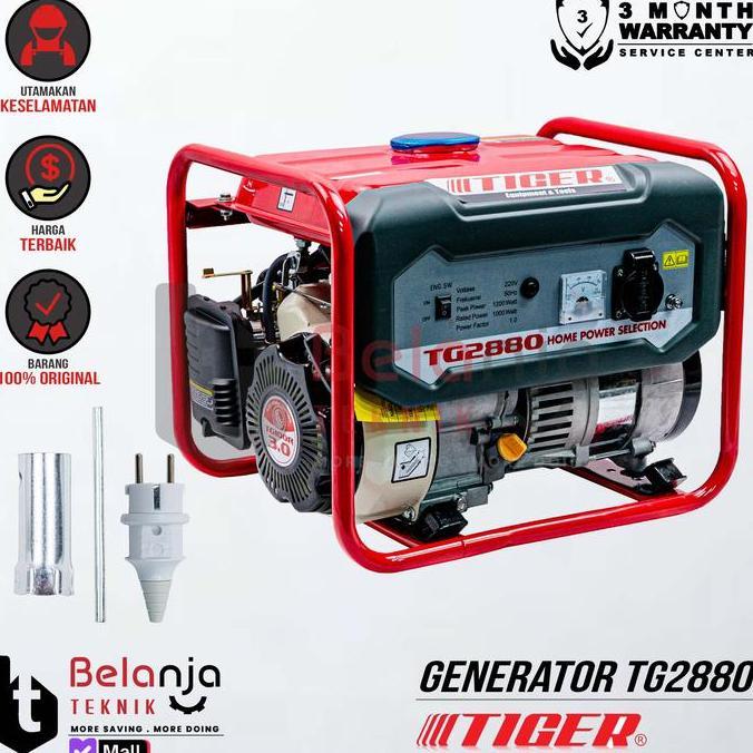 Terlaris Mesin Genset Tiger Tgr 3000 1200 Watt Generator Set Bensin Tgr3000 Portable Dengan Sistem A