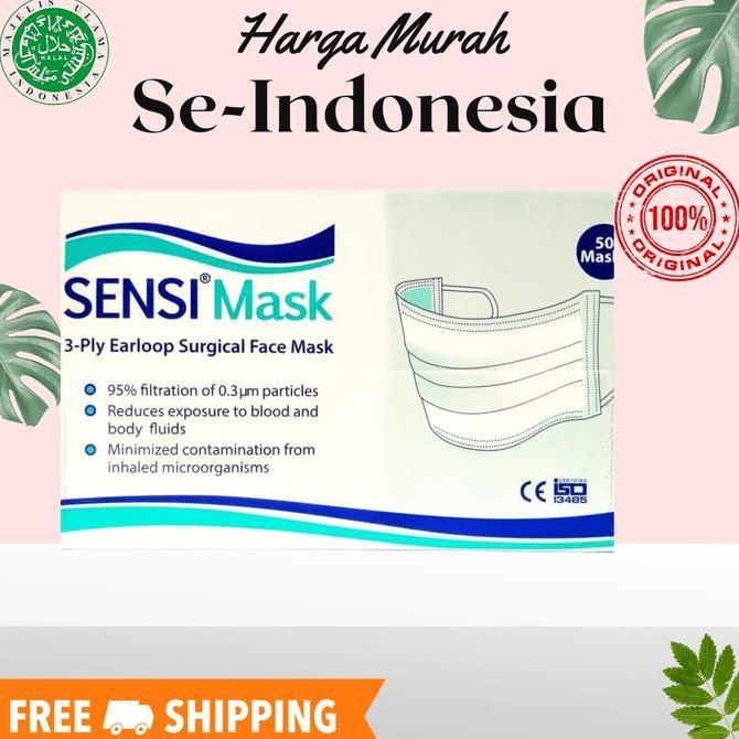 MASKER SENSI 3 PLY EARLOOP SURGICAL SENSI MASK ISI 50 PCS KUN