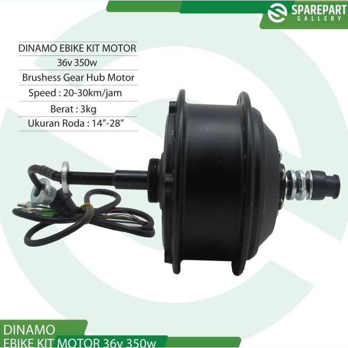 Set Ebike Kit Dinamo bldc 36v 350w, Throttle dan Handle rem