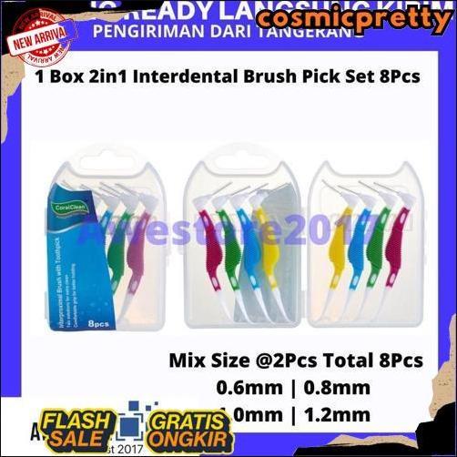 Teratas 1 Box Mix 4 Size Interdental Brush 2In1 Sikat Gigi Ortho Behel Kawat