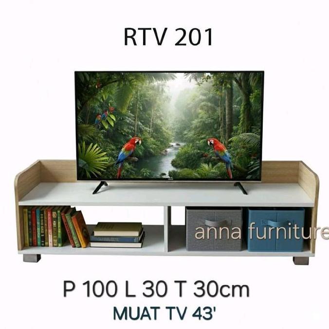 RAK TV MINIMALIS MEJA TV SERBAGUNA Furniture Tipe RTV 201  PANJANG 100CM MUAT 43INCH CO