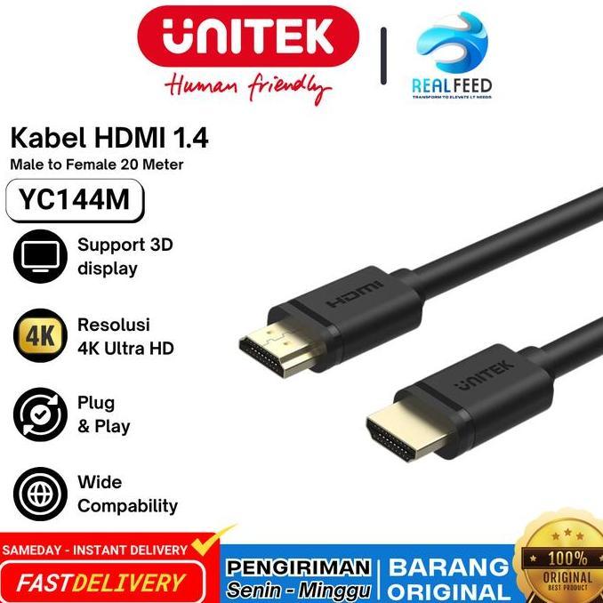 TERMURAH - KABEL HDMI 1.4 20M SUPPORT 4K ULTRA HD UNITEK YC144