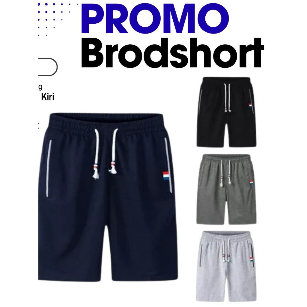 Yulia store Celana Pendek Pria Santai Polos Kolor Babyterry Saku Resleting