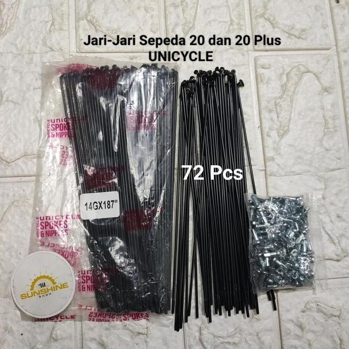 Spoke Ruji Jari 187 UNICYCLE 187mm Black Velg Rims Sepeda 20 Murni Dan 20 Plus 20x1 3/8 Tinggi 4cm J