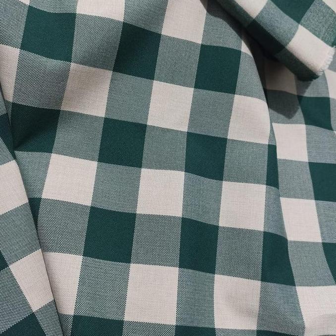 Bahan Kain Jok Mobil Fabric Kotak Tartan Hijau Cream