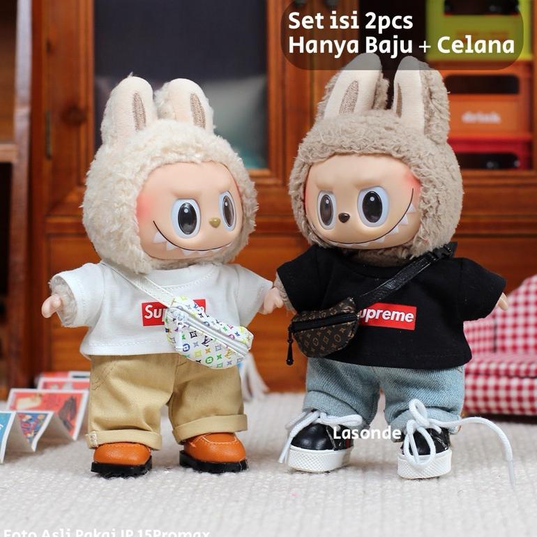 Ready  Baju Pakaian Labubu V1 V2 Branded Chanel Lv Lucu Kacamata Tas Boneka Stok