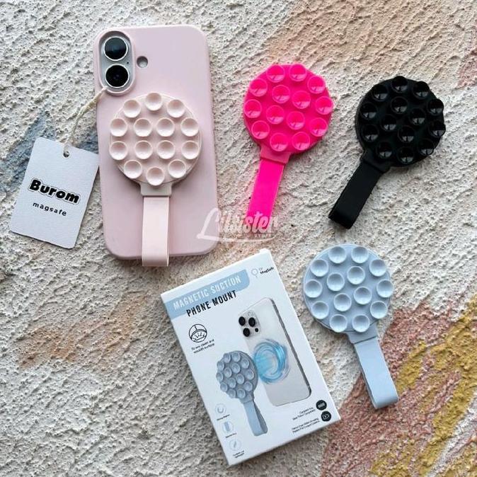 fwas_kedu - silicone magnetic suction phone holder strap finger ring stand grip magsafe