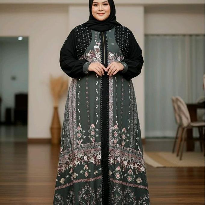 Gamis Abaya Alena printing Jumbo seri 8 Terlaris