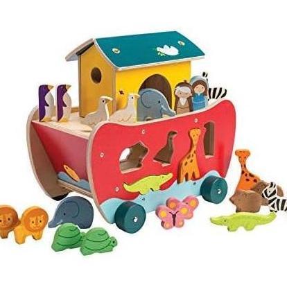 Tender Leaf Toys - Wooden Noahs Ark Animal Shape Sorter Toy - Encourages
