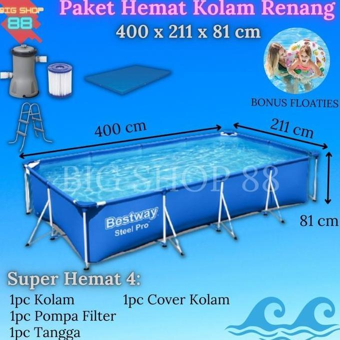 Miliki Kolam Renang Anak Jumbo Bestway Kolam Renang Portable Frame 4 Meter