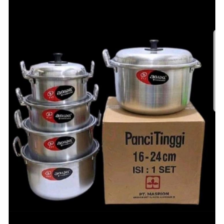 panci set jawa original maspion isi 5pcs / panci jawa aluminium ukuran 16cm 18cm 20cm 22cm 24cm / pa