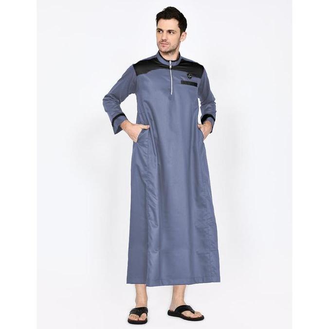 Jubah Gamis Pria Saudi Pakistan Kombinasi Dewasa Lengan Panjang Reseleting Katun Toyobo gamis  pria 