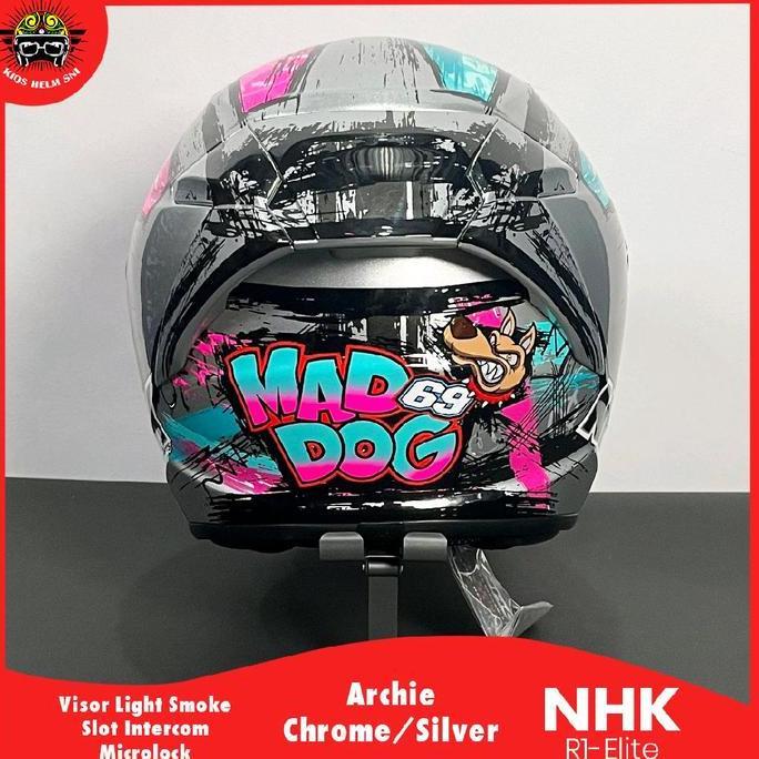 Terlaris Nhk Helm R1 Elite Motif Archie Chrome Silver Dengan Visor Light Smoke Bahan Abs Thermoplast