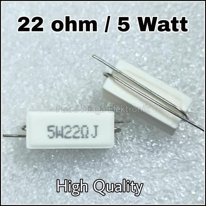 Diskon (1) Resistor 22 ohm 5 watt 22R 5W keramik / kapur / cemen 22ohm 5watt putran1a Murah