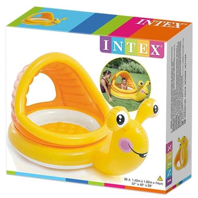 Terjangkau Kolam145Cm 57124 Intex Lazy Snail Shade Baby Pool
