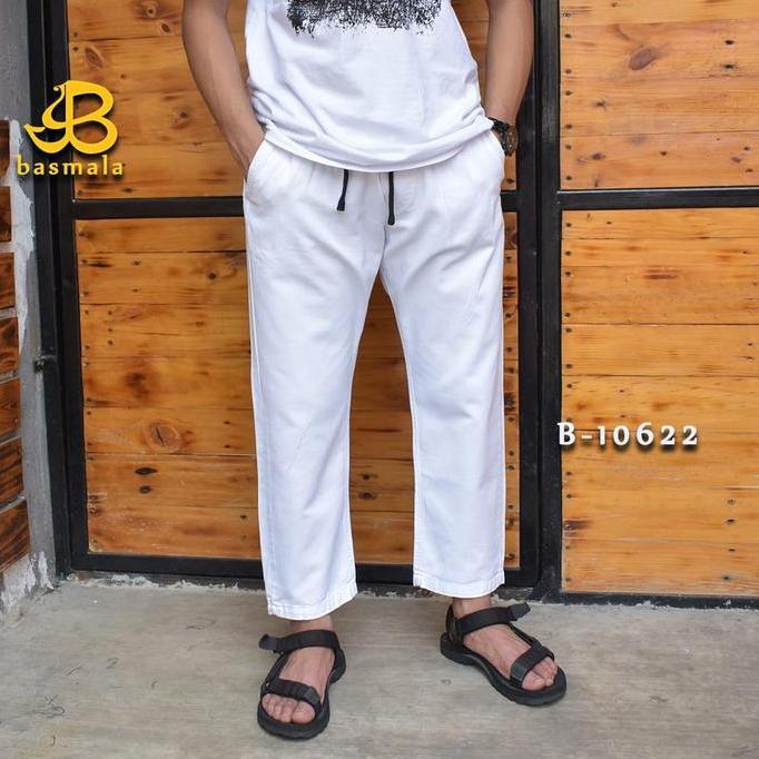 Basmala Celana Sirwal Panjang Katun Twill Premium B-10622-2 Celana Chinos Pria Casual Coklat Hitam A